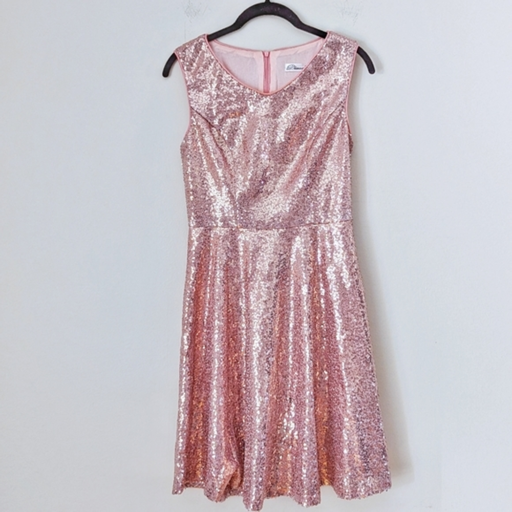 Barbie‎ Style Pink Sequin Rose Gold Sparkle Cocktail Dress, Homecoming Dress, S